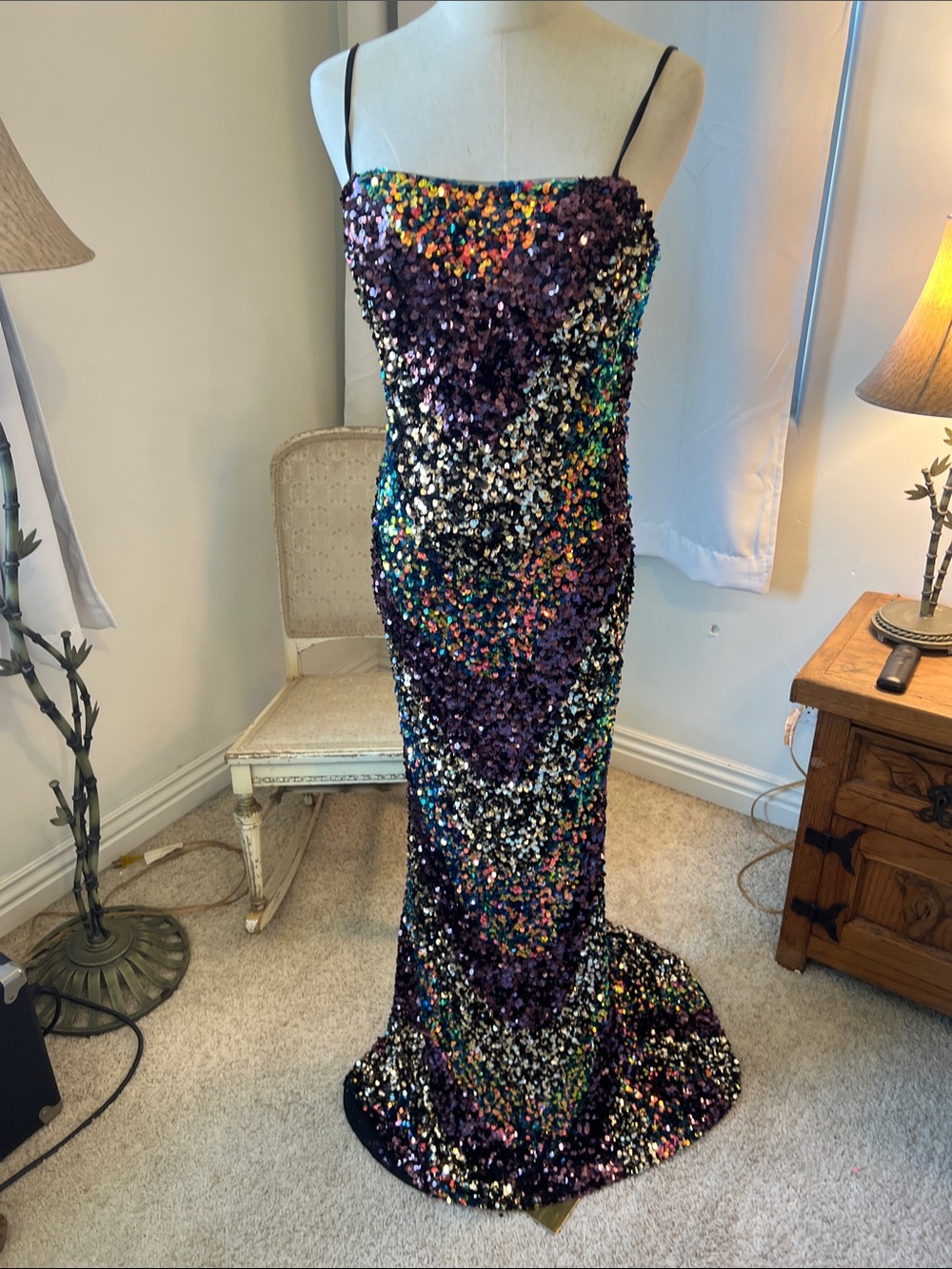 Betsy Adam Sequin Mermaid Gown - Multicolor